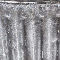 Artikel Pflanztopf aus Metall mit Jutegriffen Ø16,5cm silber-weiß