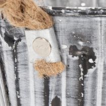 Artikel Pflanzgefäß aus Metall mit Henkeln, Ø14,5cm, weiß-silber, Deko-Übertopf