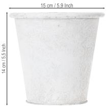 Artikel Pflanztopf Metall Weiß Ø15,5cm H14,5cm mit Ornamenten