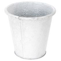 Artikel Pflanztopf Metall Weiß Ø15,5cm H14,5cm mit Ornamenten