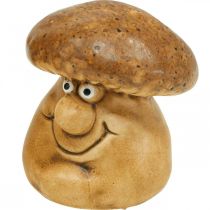 Keramik Deko Pilz mit Gesicht Figur Braun H6,5cm 3St