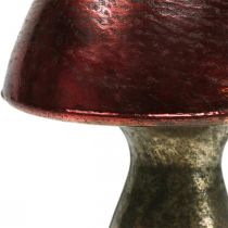 Deko Pilz Rot Groß Glas Herbstdekoration Ø14cm H23cm