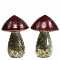 Deko Pilze Glas Rot Vintage Herbstdeko Ø9cm H13,5cm 2St