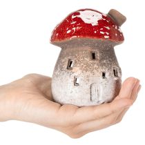 Artikel Pilzhaus Lichthäuschen aus Keramik 10 cm Rot-Weiß 2 Stück