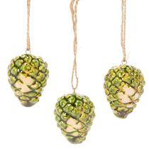 Artikel Keramik-Zapfen Anhänger grün 5cm 3er-Set