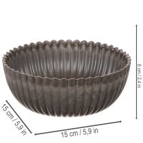 Artikel Runde Dekoschale aus Kunststoff geriffelt anthrazit Ø 15 cm 2er-Set