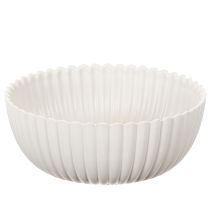 Artikel Runde Dekoschale mit geriffelter Oberfläche in Weiß aus Kunststoff, Ø 15 cm, 2 Stück