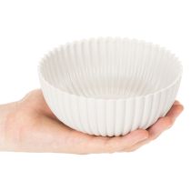 Artikel Runde Dekoschale mit geriffelter Oberfläche in Weiß aus Kunststoff, Ø 15 cm, 2 Stück
