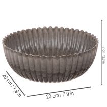 Artikel Runde Kunststoffschale gerillt 20 cm Anthrazit für Gestecke