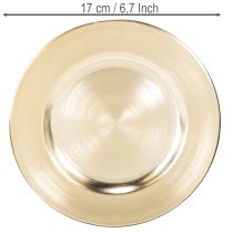 Artikel Kleiner runder Dekoteller aus Metall 17 cm gold glänzend im 6er-Set