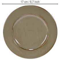 Artikel Kleine Dekoteller Kunststoff 17cm dunkelgrün-braun 6er-Set