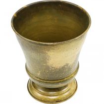 Artikel Vintage Übertopf Metall Pokalvase Messing Ø17cm H19cm