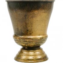Artikel Vintage Übertopf Metall Pokalvase Messing Ø14cm H17cm