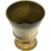 Artikel Vintage Übertopf Metall Pokalvase Messing Ø14cm H17cm