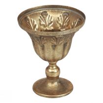 Pokalvase Deko Pokal Metall Kelch Gold Antik Ø13cm H15,5cm