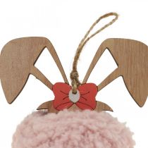 Anhänger Puschelhase Rosa Holz Dekoanhänger Ø5cm–10cm 6St