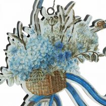 Artikel Dekoschild aus Holz mit Fahrradmotiv, Blau und Weiß, 31×25cm, mit Drahtaufhänger