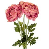 Artikel Künstliche Ranunkeln 51cm rosa-grün 3er-Bund aus Seidenstoff