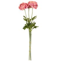 Artikel Künstliche Ranunkeln 51cm rosa-grün 3er-Bund aus Seidenstoff