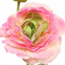 Ranunkel Blüte und Knospe künstlich Rosa 34cm