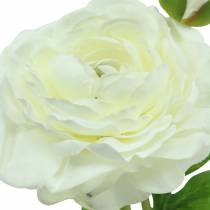 Kunstblume Ranunkel mit Blüte und Knospe Weiß H34cm