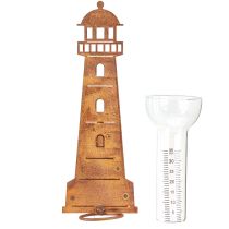 Artikel Regenmesser aus Metall in Leuchtturmform, 41 cm, Rostoptik für den Außenbereich