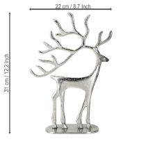 Artikel Rentier Dekofigur aus Metall in Silber, 31 cm hoch