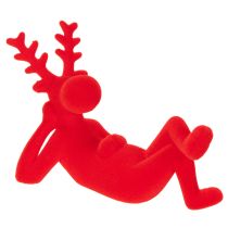 Artikel Dekofigur Rentier liegend 24cm Rot Kunststoff 2er-Set für Innenbereich