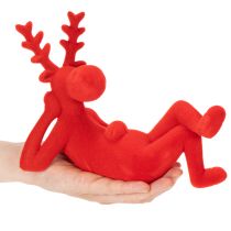 Artikel Dekofigur Rentier liegend 24cm Rot Kunststoff 2er-Set für Innenbereich