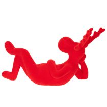Artikel Dekofigur Rentier liegend 24cm Rot Kunststoff 2er-Set für Innenbereich