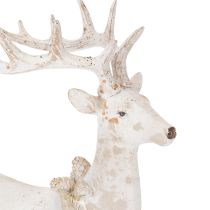 Artikel Dekofigur Hirsch sitzend mit Geweih 30cm Weiß Polyresin