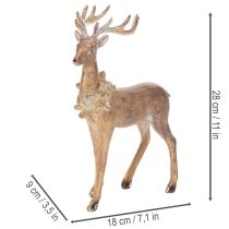 Artikel Dekofigur Hirsch Polyresin Braun 28cm mit Geweih für Innenräume