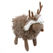 Artikel Rentier Weihnachtsfigur 23cm Braun Weiß mit Filz- und Plüsch-Design