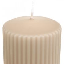 Artikel Stumpenkerzen Beige Rillenkerze 70/130mm 4 St