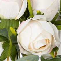 Artikel Kunstrosenstrauß aus Polyester, 31 cm, Weiß mit Rosa-Akzenten, 3 Zweige