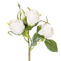 Artikel Kunstrosenstrauß aus Polyester, 31 cm, Weiß mit Rosa-Akzenten, 3 Zweige
