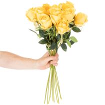 Artikel Künstliche gelbe Rose mit langem Stiel 62cm 12er-Set