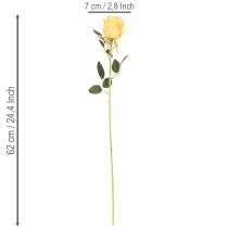 Artikel Künstliche gelbe Rose mit langem Stiel 62cm 12er-Set