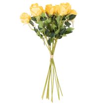 Artikel Künstliche gelbe Rose mit langem Stiel 62cm 12er-Set