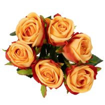 Artikel Kunstrosen Arrangement aus Polyester und Kunststoff 44 cm Orange 6 Stück