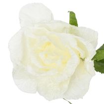Artikel Künstliche Rose in Weiß, 92 cm, aus Papier mit Holzsockel für Wohnräume und Hochzeiten