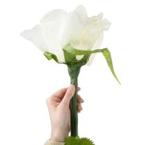 Artikel Künstliche Rose in Weiß, 92 cm, aus Papier mit Holzsockel für Wohnräume und Hochzeiten