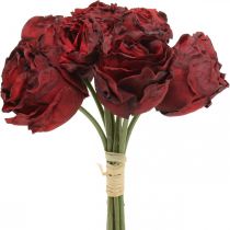 Kunstrosen Rot, Seidenblumen, Rosenbund L23cm 8St