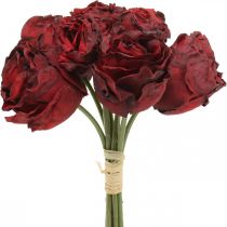 Artikel Kunstrosen Rot, Seidenblumen, Rosenbund L23cm 8 St