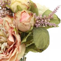Artikel Rosen Kunstblumen Herbstbouquet, Creme und Rosa, H 36 cm