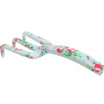 Artikel Handrechen aus Metall, Harke mit Rosenmotiv, Mini-Harke L23cm