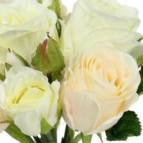 Artikel Rosenstrauß Creme aus Kunststoff und Bast, 26 cm, 10 Blumen