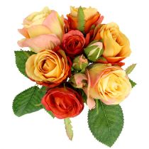 Artikel Rosenstrauß künstlich Orange 17cm x 25cm mit 10 Rosen für Dekoration und Tischdeko