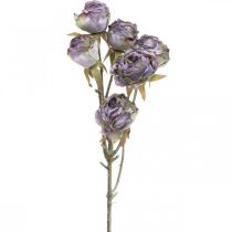 Rosenzweig, Seidenblume, Tischdeko, Kunstrose Lila Antik-Optik L53cm