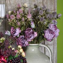 Rosenzweig, Seidenblume, Tischdeko, Kunstrose Lila Antik-Optik L53cm